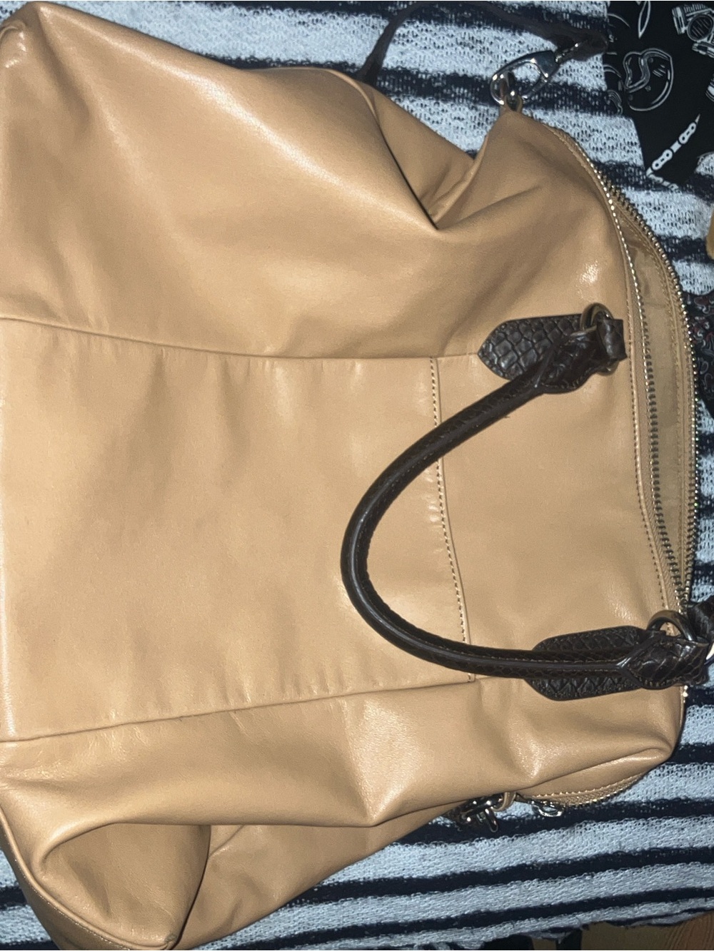 Halogen brown leather tote , shoulder strap or handle, nwot